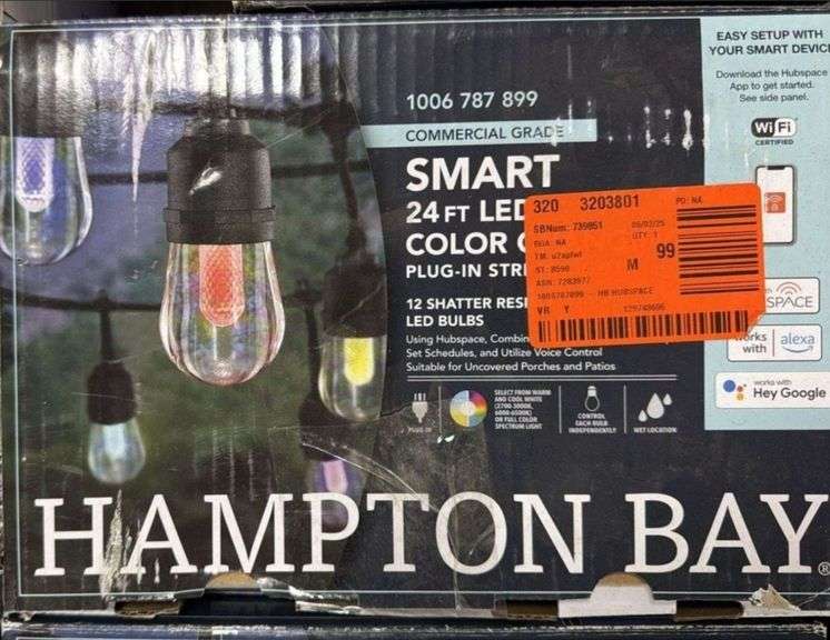 Hampton Bay Indoor/Outdoor 12-Light 24 ft. Smart Plug-in Edison Bulb ...