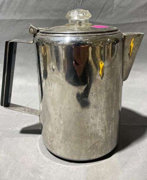 Stainless Steel Percolator Coffee Pot with Glass Knob, 9″