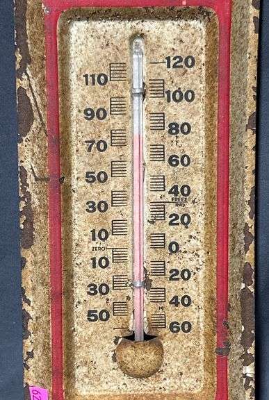 McKnight’s IH Dealership, Elwood, Indiana Thermometer with Red Frame, 4”x12”