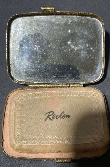 Revlon Compact Case with Mirror and Engraved Design, 2.5×3″