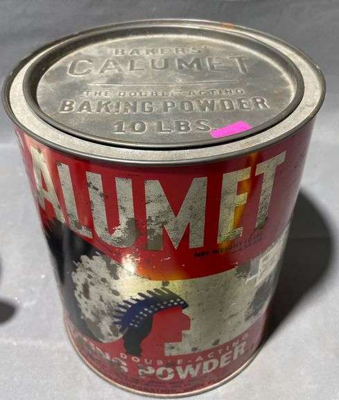 Calumet Double-Acting Baking Powder Tin, 7×9″