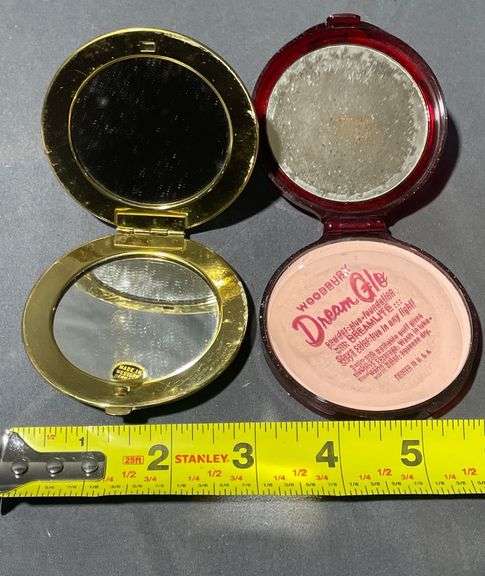 Compact Pair Featuring Lithographed Scene and DreamGlo Rouge by Woodbury