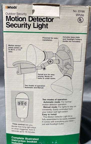 Outdoor Motion Detector Security Light by Woods, Model 23185