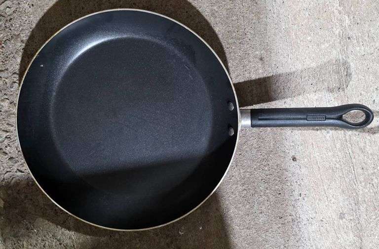 Household Items Including Fry Pan, Rotating Dial Phone