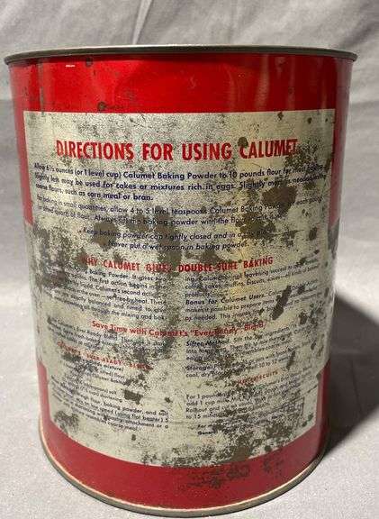 Calumet Double-Acting Baking Powder Tin, 7×9″