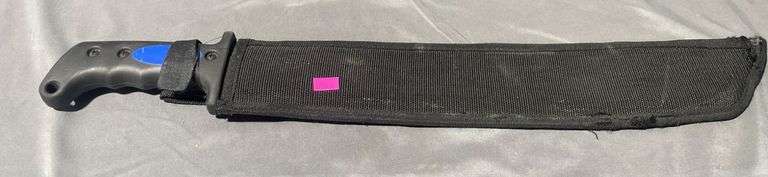 Machete with Rubberized Handle and Nylon Sheath, 18″