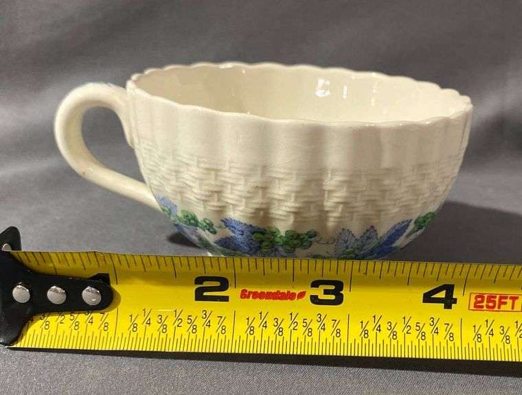 2 Copeland Spode Valencia Teacups with Saucers, Hairline Cracks