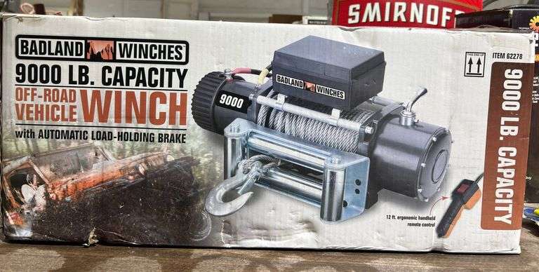 Badland Winches 9000 lb capacity Off-Road Vehicle Winch in a 24″x13.5″x10″ Box
