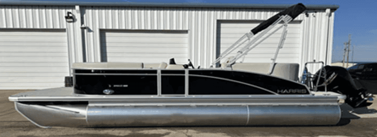 New 2024 Harris Breeze Pontoon, No hours - NO TRAILER, VIN HAMP2409A424, boat has manufacturer's statement of origin - Stock Photo