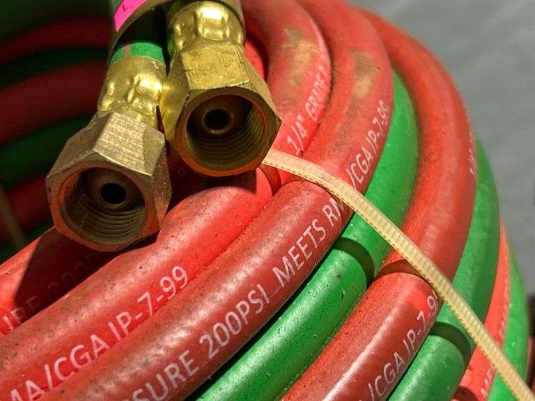 Grade R Acetylene Welding Hose with Brass Fittings(unknown footage), 1/4-Inch