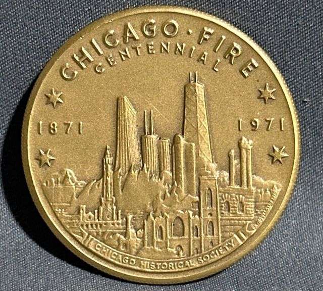 Chicago Fire Centennial Bronze Medallion, 1871–1971, 1.5″