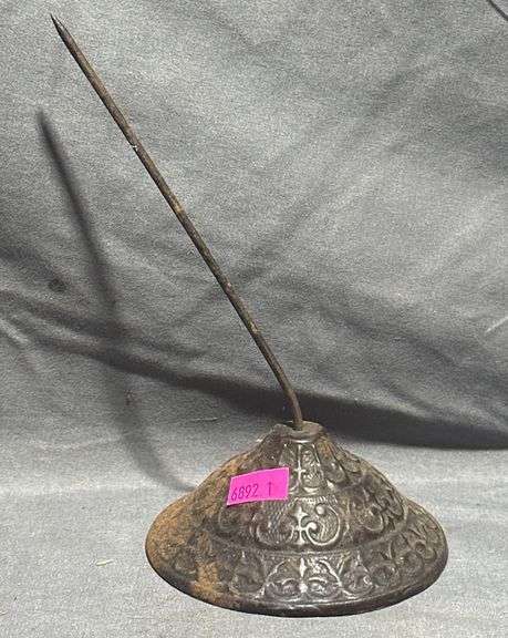 Metal Bill Spike with Intricate Pattern, 4” Diameter and Approx 7” Tall