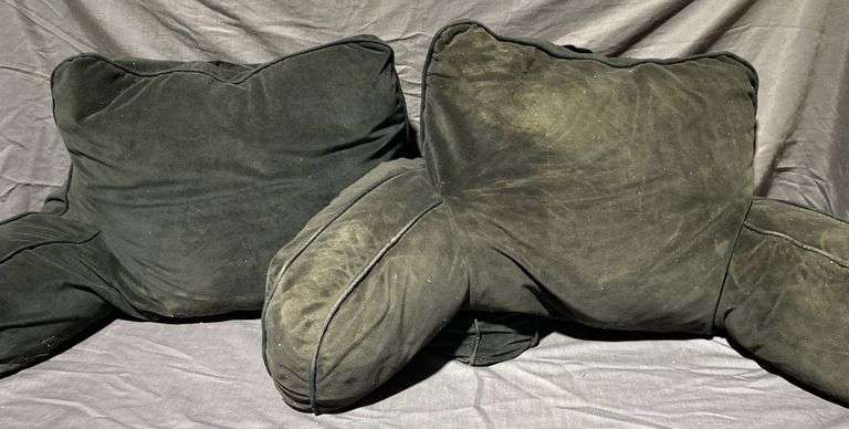 2 – Black Fabric Armrest Backrest Pillows with Handles