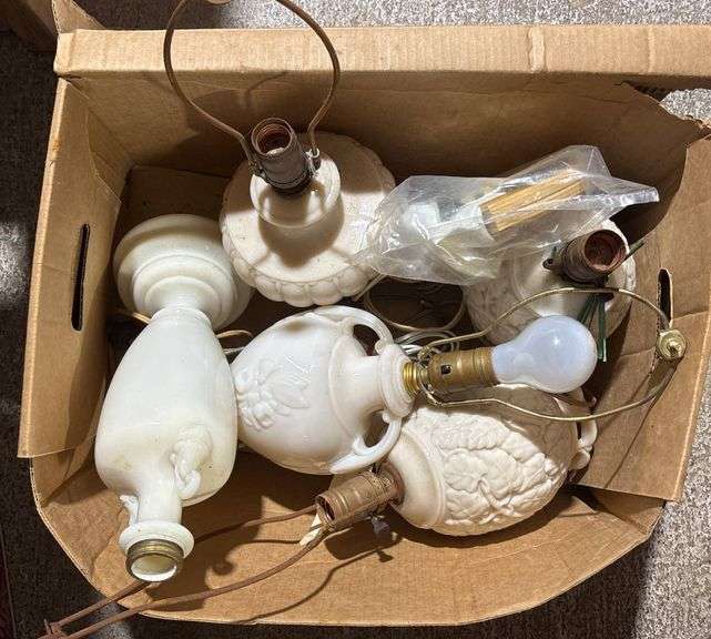 Table Lamps With Various Bases Including MIlk Glass