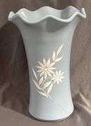Abingdon USA Light Blue Vase with Floral Design – 9 Inches Tall