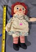 Raggedy Ann Cloth Doll with Printed Tag and Button Eyes, 18″