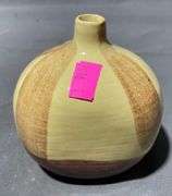 Takahashi San Francisco Pottery Bulb Vase with Striped Design, 3″