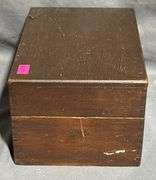 Wood Box with Index Cards and Wilton Cast Iron Matchbox Holder