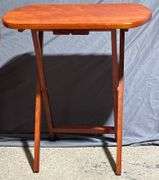 Folding Oval-Top Tray Tables with Stand, Set of 4