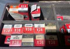 RCA Electronics Tube Storage Case with Various Tubes