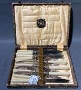 Sheffield Fish Knives with Case, Cream Handles (12 Pieces)