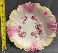 Porcelain Plate with Pink and Yellow Gradient and Floral Design