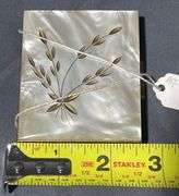 Brass and Mother-of-Pearl Compact with Leaf Design