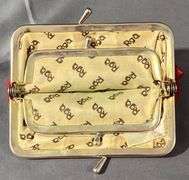 Roger Gindel Leather Coin Purse with Metal Frame and Dual Compartments