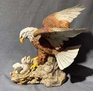 Painted Sculpture of an Eagle with Nest