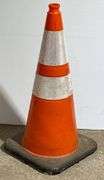 Orange Traffic Cone with Reflective Stripes and Rubber Base