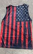 Sleeveless Polyester Shirt with American Flag Design, Size Large