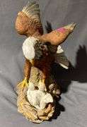 Painted Sculpture of an Eagle with Nest