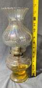Lamplight Farms Glass Oil Lamp with Ribbed Globe and Yellow Tint Base, 13″