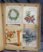 Scrapbook Featuring Holiday Cards From 1939-1948 With Embossed Cover