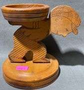 Carved Figural Ashtray Holder by House of David, Benton Harbor, Michigan, 6″