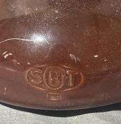 Ohio Brass Company Brown Ceramic Electrical Insulator with Maker’s Mark, 5×4″