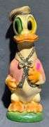 Hand-Painted Chalkware Donald Duck Figurine with Glitter Accents, 13.5 Inches Tall