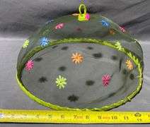 Mesh Food Cover with Floral Design and Handle, 13″