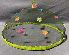 Mesh Food Cover with Floral Design and Handle, 13″