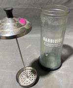 Glass Barbicide Disinfectant Jar with Metal Lid and Internal Basket, 11″