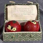 Cloisonné Health Balls in Decorative Box with Floral Motifs