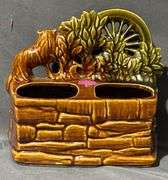 McCoy Pottery Dog and Cat at the Water Wheel, 7x4x7″