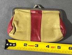 Roger Gindel Leather Coin Purse with Metal Frame and Dual Compartments