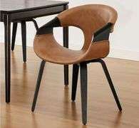 Iva Brown Faux Leather Dining Armchair with 4 Wood Legs