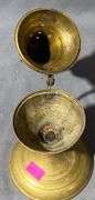 Polished Brass Incense Burner with Hinged Lid and Cross Finial