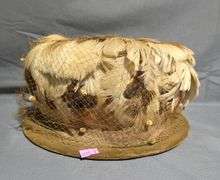Blue Display Mannequin Head and Feathered Hat 10.5″, 9″