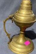 Polished Brass Incense Burner with Hinged Lid and Cross Finial