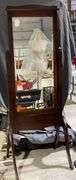 Antique Freestanding Dressing Cheval Mirror With Rectangular Wood Frame, 24×70″