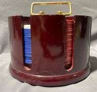 Poker Chip Holder with Chips and Gold Foil Cards Featuring USA Themed Design