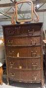Chest of Drawers with Attached Swivel Mirror and Brass Hardware